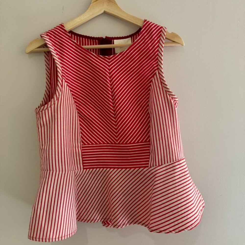 Retro Red and White Striped Peplum